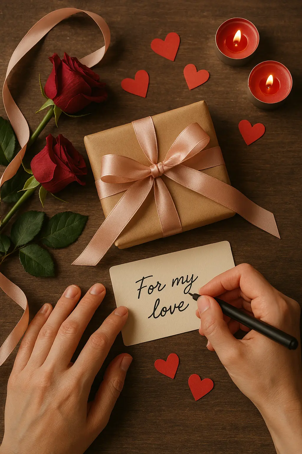 Persoonlijk valentijnscadeau inpakken met handgeschreven kaartje