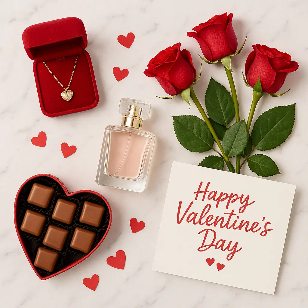 Valentijnscadeaus voor vrouwen: sieraden, parfum en bloemen